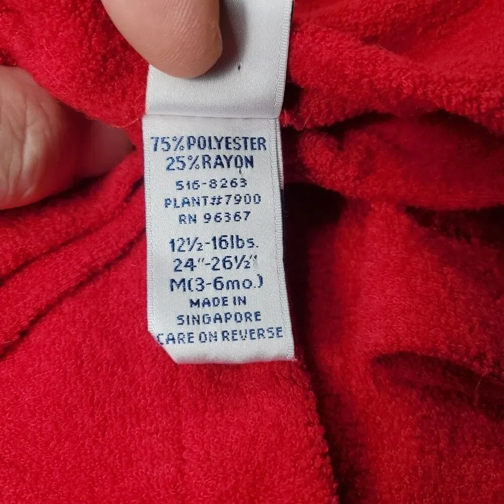 OshKosh 3-6M Cardigan Baby Girl Red Floral Rose Embroidered Vintage Snap Sweater